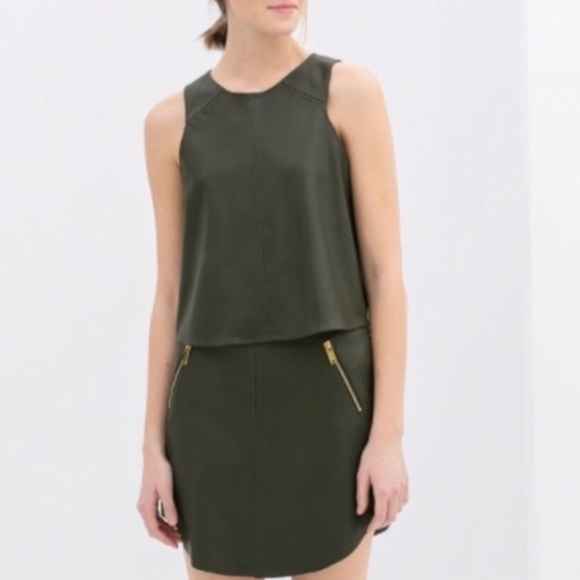 Zara Tops - NWOT Zara Dark Green Faux Leather Sleeveless Top